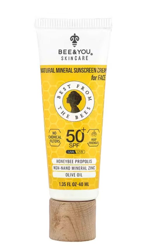 Bee &amp; You 100% Natural Mineral Sunscreen, Broad Spectrum SPF 30, Water Resistant &amp; Non-Greasy with Zinc Oxide &amp; Bee Propolis