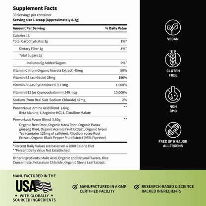 Nitric Oxide Organic Beets Pre-Workout by Snap Supplements