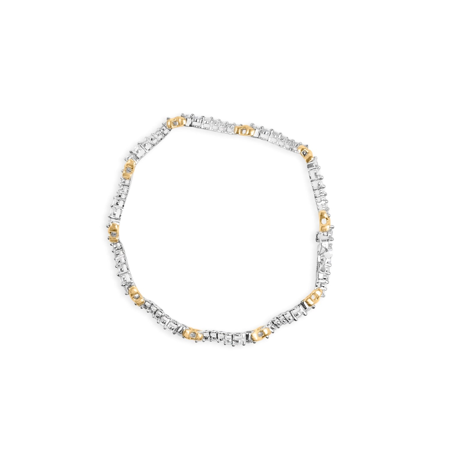 10K Two-Tone 2.00 Cttw Diamond "X" and Wave Link Bracelet (H-I Color, I1-I2 Clarity) - 7" Inches by Bids.com