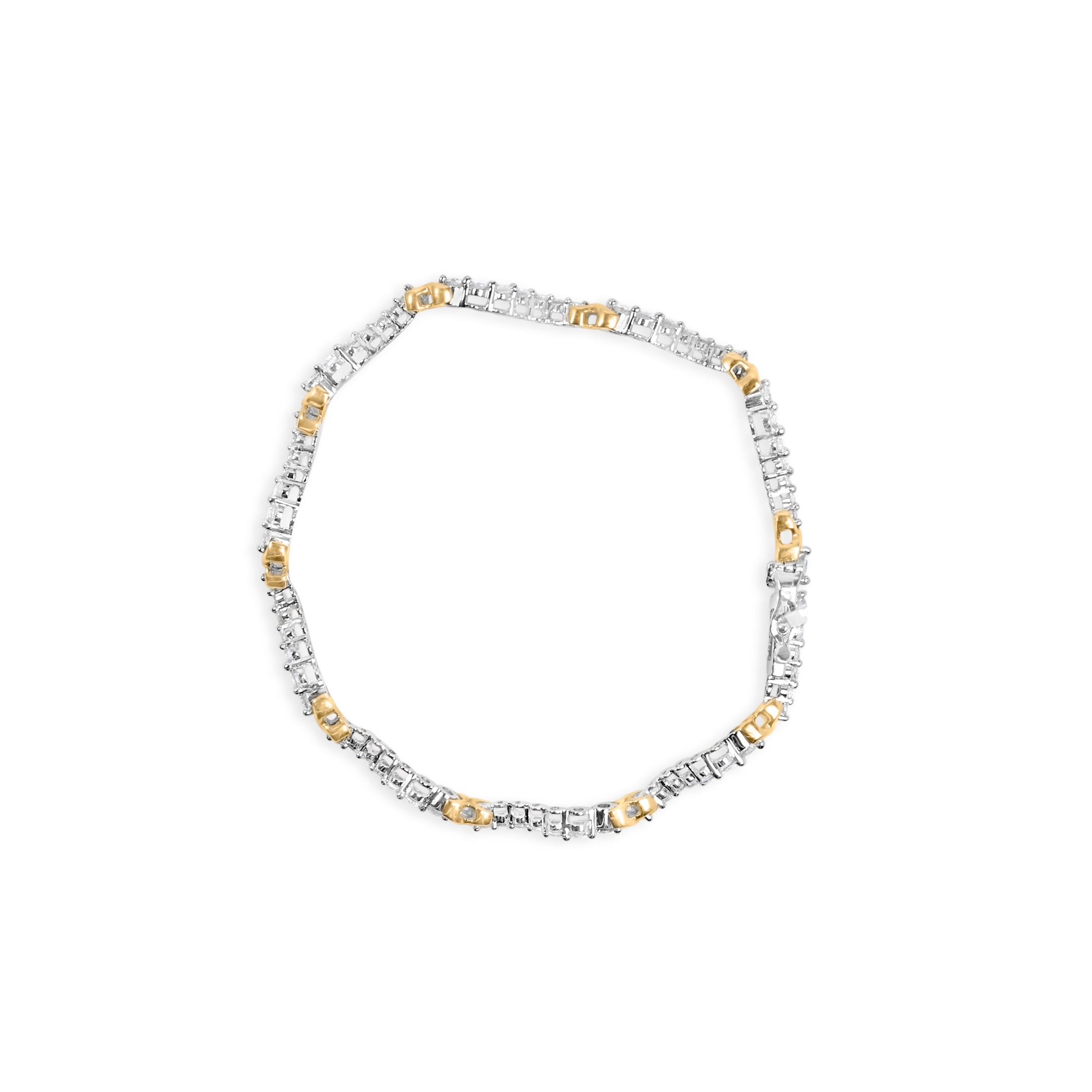 10K Two-Tone 2.00 Cttw Diamond "X" and Wave Link Bracelet (H-I Color, I1-I2 Clarity) - 7" Inches by Bids.com