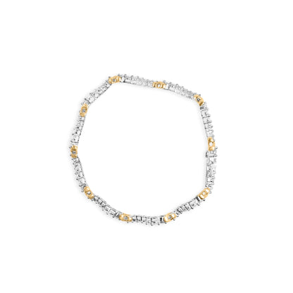 10K Two-Tone 2.00 Cttw Diamond "X" and Wave Link Bracelet (H-I Color, I1-I2 Clarity) - 7" Inches by Bids.com