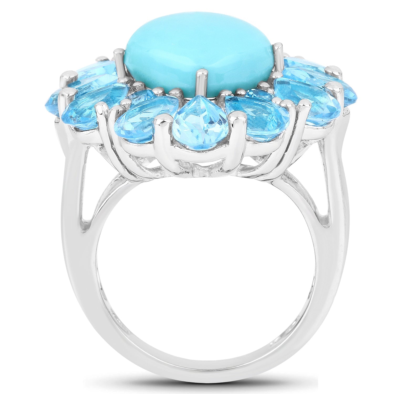 9.50 Carat Genuine Turquoise and Swiss Blue Topaz .925 Sterling Silver Ring by Bids.com