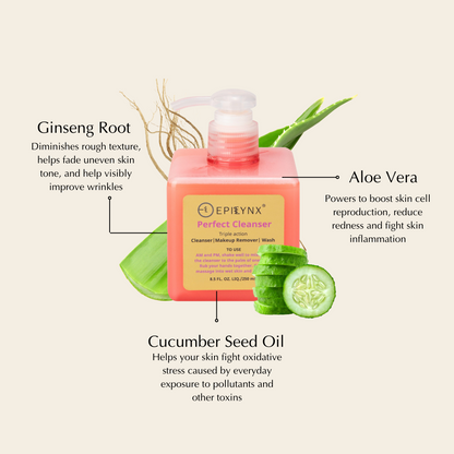 Gentle Hydrating Facial Cleanser – Aloe, Cucumber &amp; Antioxidants (Nut-Free, Gluten-Free, Vegan) by EpiLynx