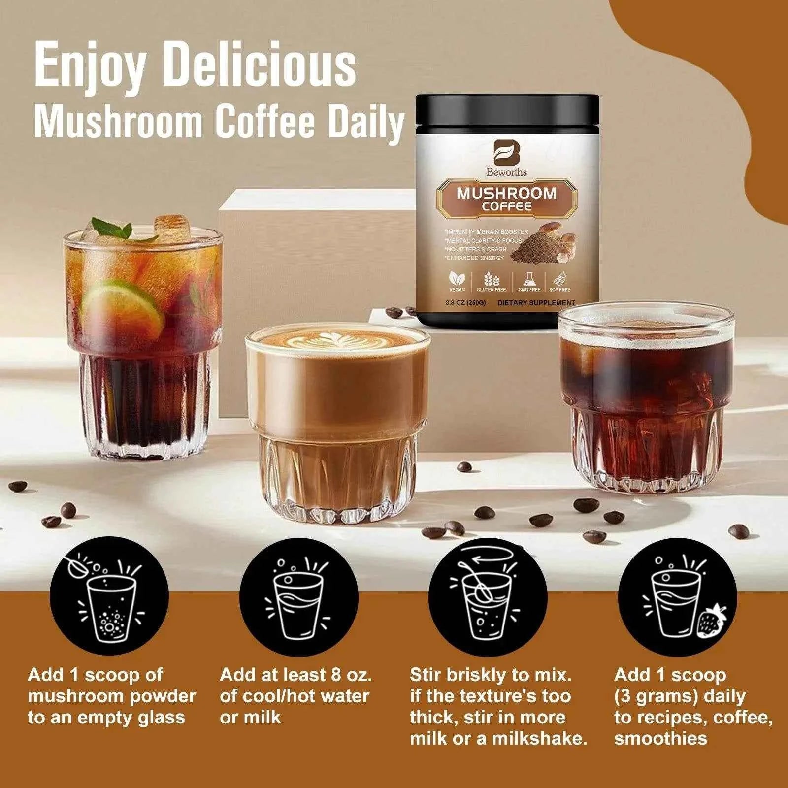 Mushroom Coffee with Cordyceps, Reishi &amp; Lion&