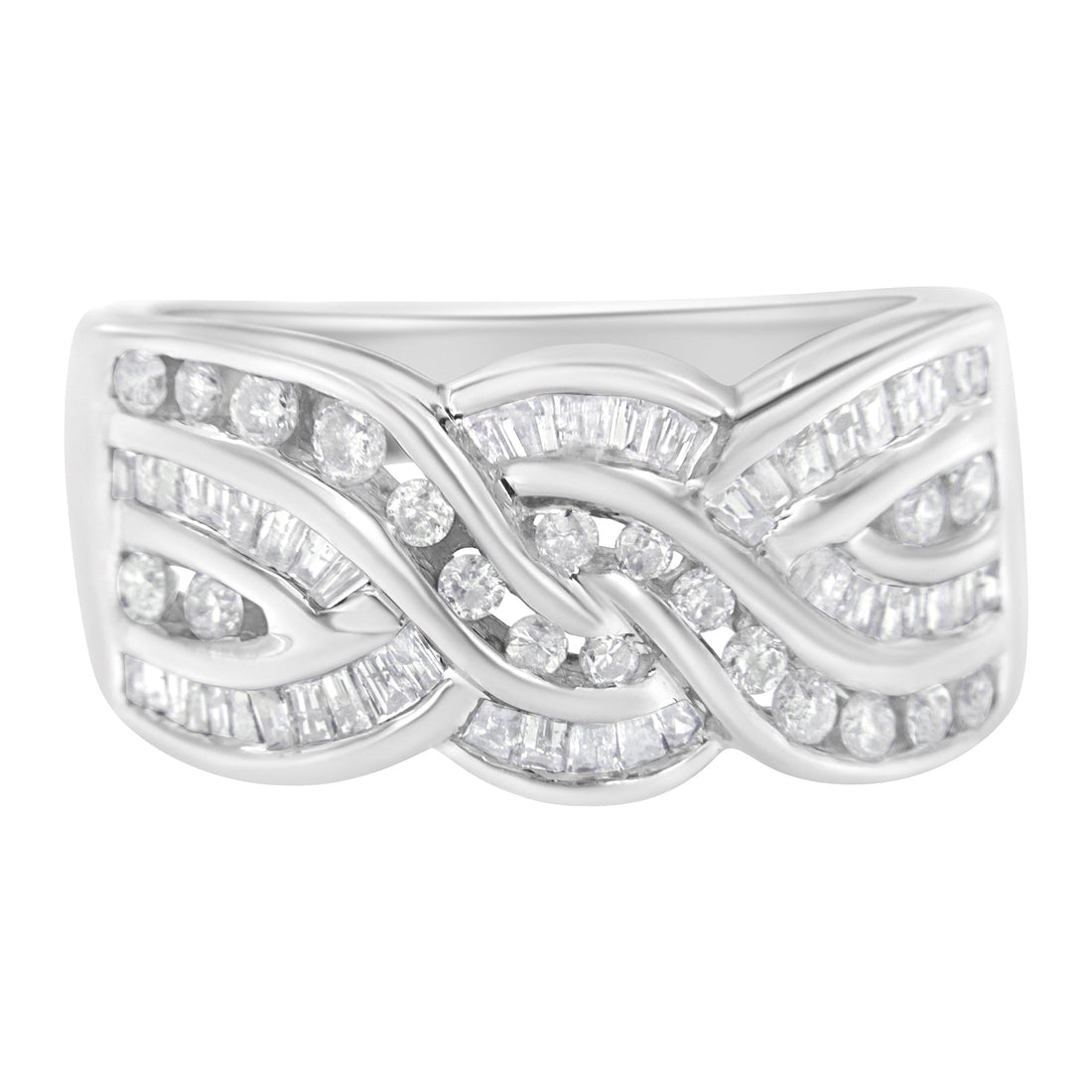 10K White Gold Diamond Bypass Ring (1 Cttw, H-I Color, I1-I2 Clarity) - Size 6-3/4 by Bids.com
