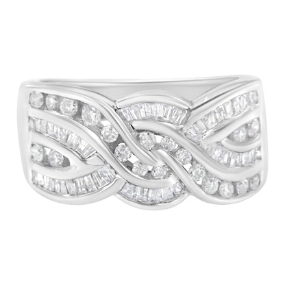 10K White Gold Diamond Bypass Ring (1 Cttw, H-I Color, I1-I2 Clarity) - Size 6-3/4 by Bids.com