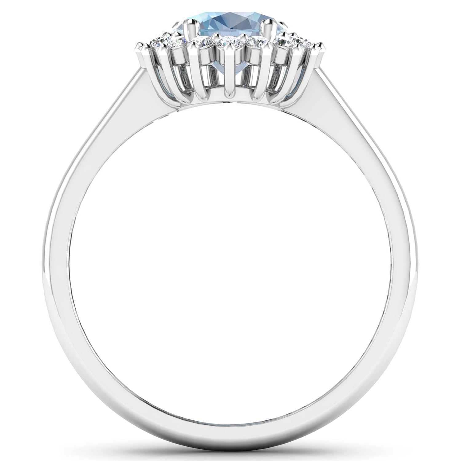 1.62 Carat Genuine Aquamarine and White Diamond 14K White Gold Ring by Bids.com
