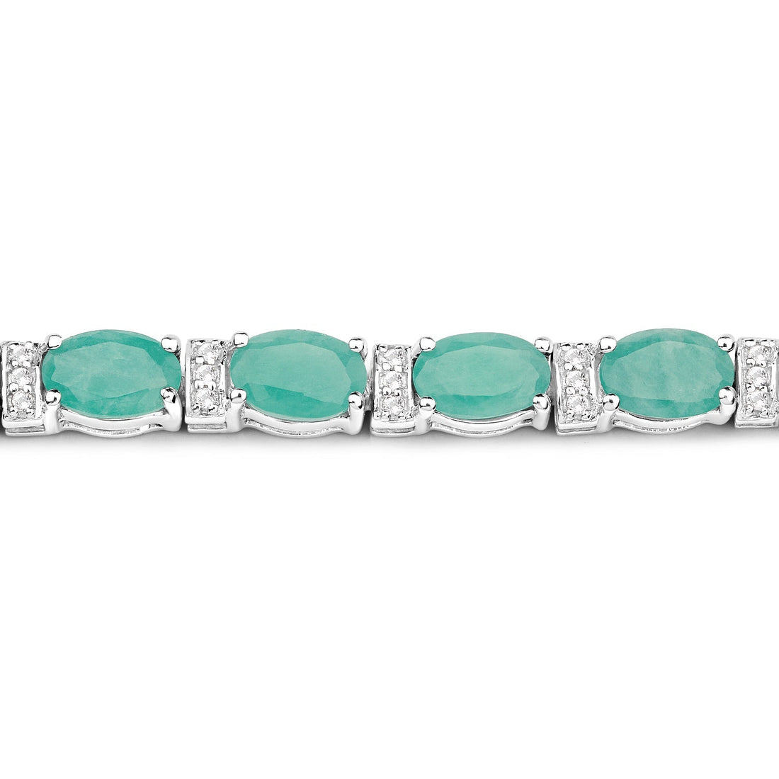 10.47 Carat Genuine Emerald and White Topaz .925 Sterling Silver Bracelet  DestGlow