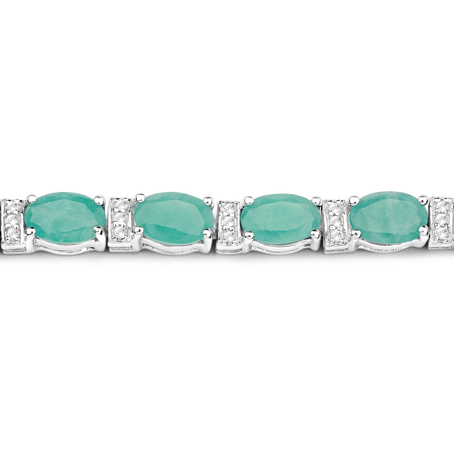 10.47 Carat Genuine Emerald and White Topaz .925 Sterling Silver Bracelet  DestGlow