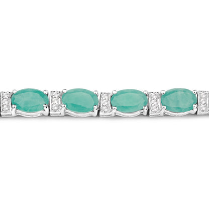 10.47 Carat Genuine Emerald and White Topaz .925 Sterling Silver Bracelet  DestGlow