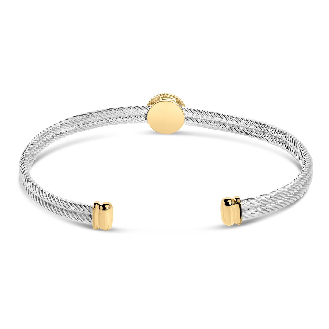 18K Yellow Gold Plated .925 Sterling Silver Diamond Accent and Fleur Di Lis Medallion Bangle Bracelet (I-J Color, SI1-SI2 Clarity) - 7.25 Inches by Bids.com