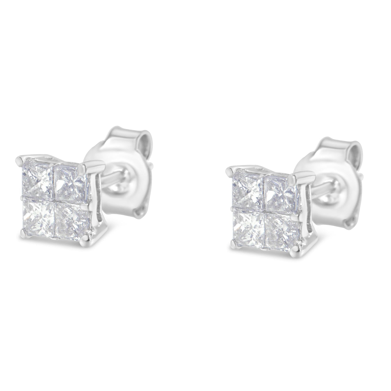 10K White Gold Diamond Stud Earrings (3/4 cttw, H-I Color, SI2-I1 Clarity) by Bids.com