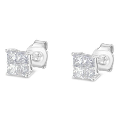10K White Gold Diamond Stud Earrings (3/4 cttw, H-I Color, SI2-I1 Clarity) by Bids.com