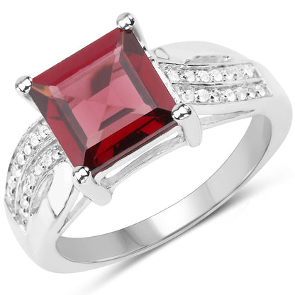 2.99 Carat Genuine Garnet and White Topaz .925 Sterling Silver Ring by Bids.com