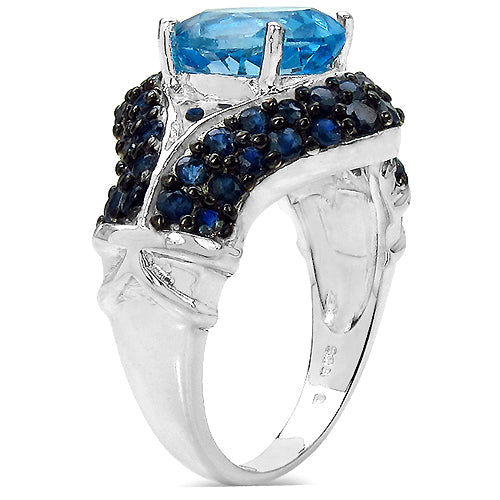 5.02 Carat Genuine Blue Topaz &amp; Blue Sapphire .925 Sterling Silver Ring by Bids.com