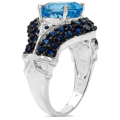5.02 Carat Genuine Blue Topaz &amp; Blue Sapphire .925 Sterling Silver Ring by Bids.com
