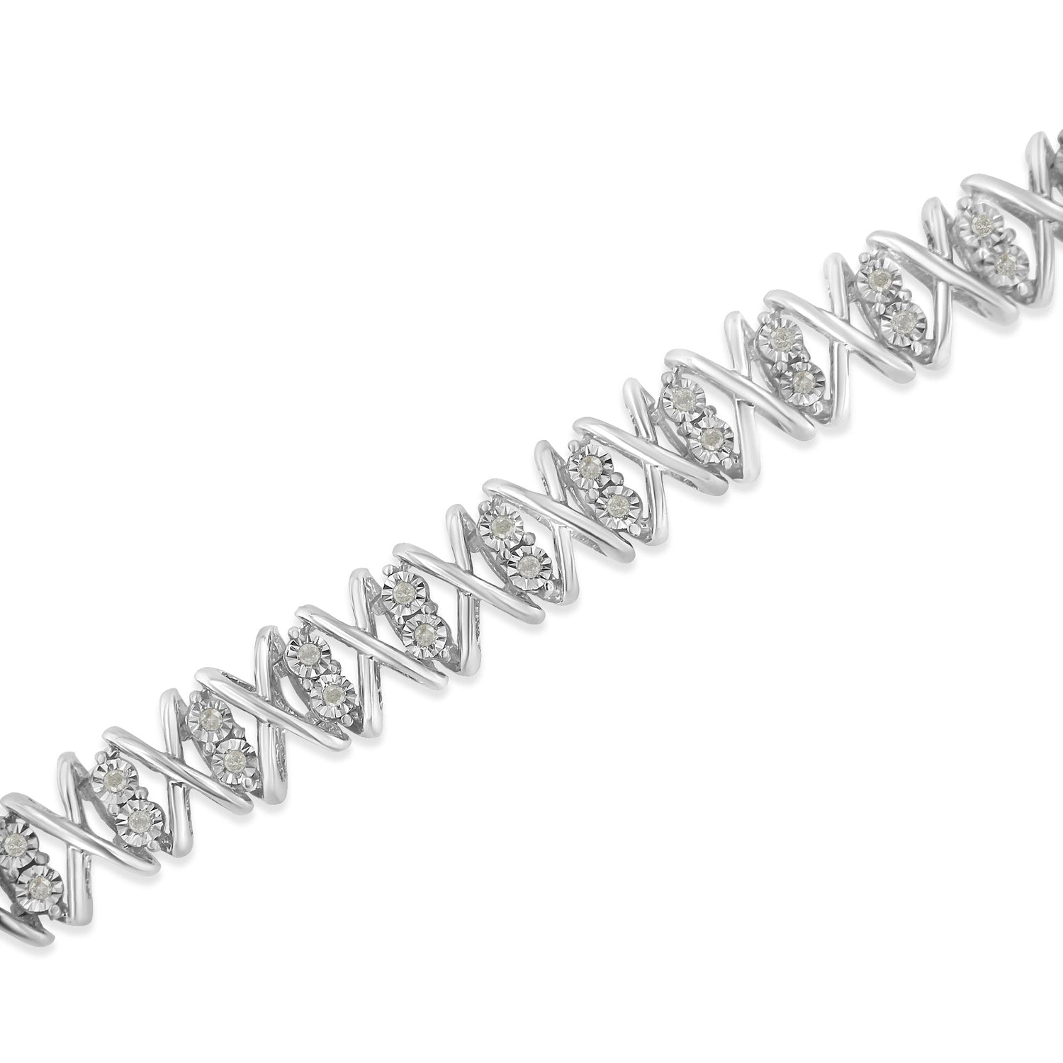 Sterling Silver rose-cut Diamond X-Link Bracelet (1 cttw, I-J Color, I2-I3 Clarity) by Bids.com