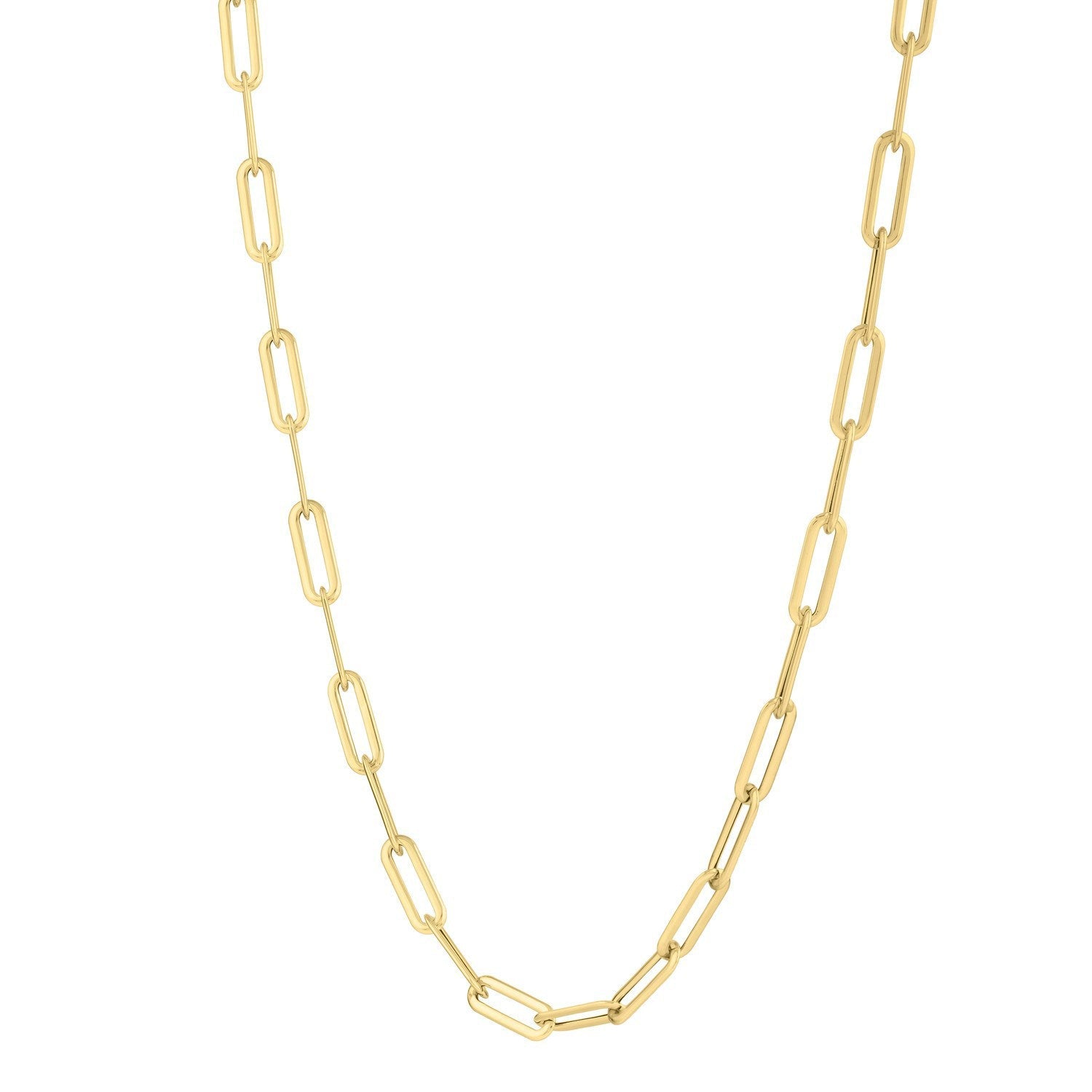14k Yellow Gold Long Domed Paperclip Chain Necklace (4.80 mm) by Bids.com