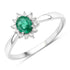 0.40 Carat Genuine Zambian Emerald and White Diamond 14K White Gold Ring by Bids.com