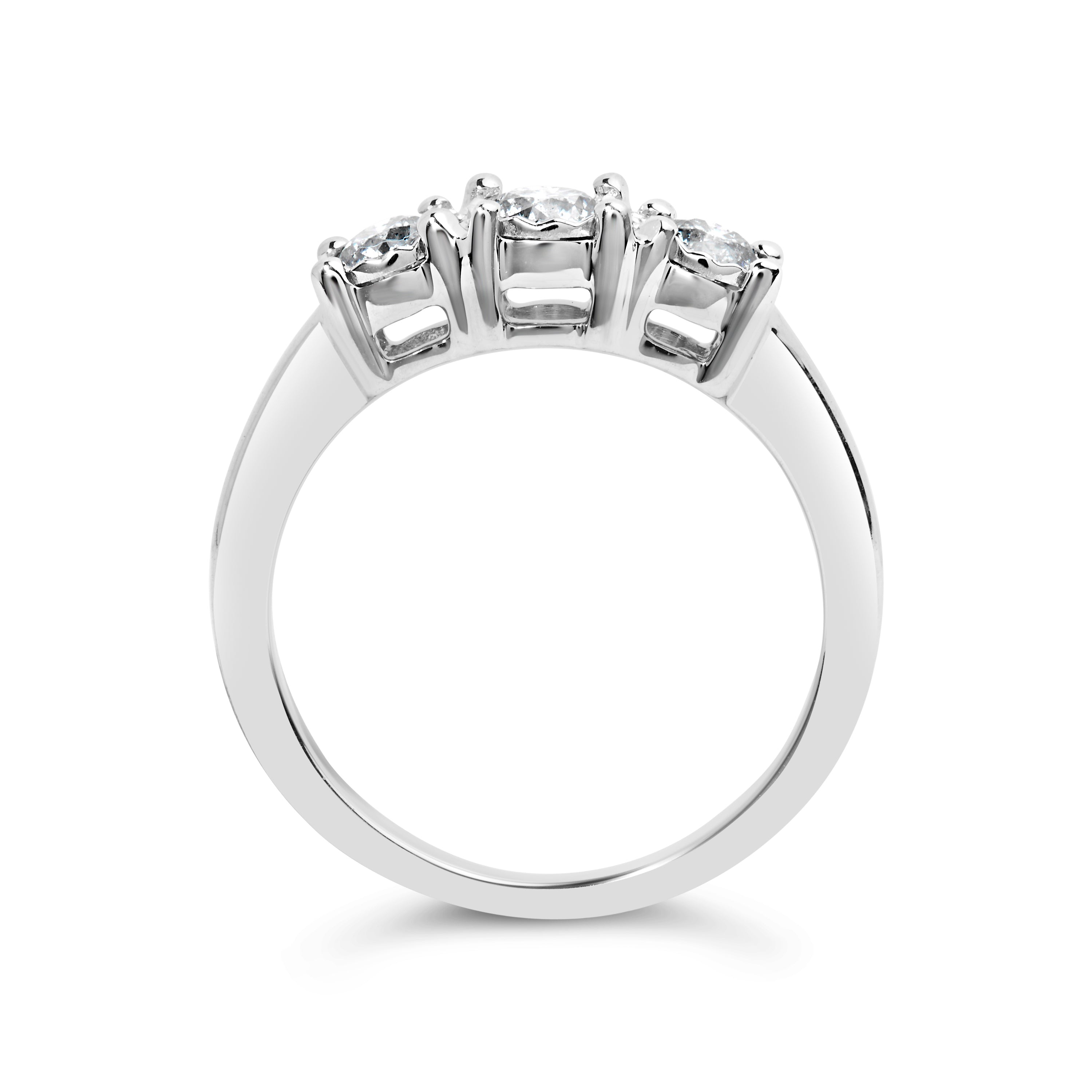 14K White Gold 1/2 Cttw Miracle Set Round Lab Grown Diamond Three Stone Illusion Plate Ring (F-G Color, VS1-VS2 Clarity) - Ring Size 7 by Bids.com