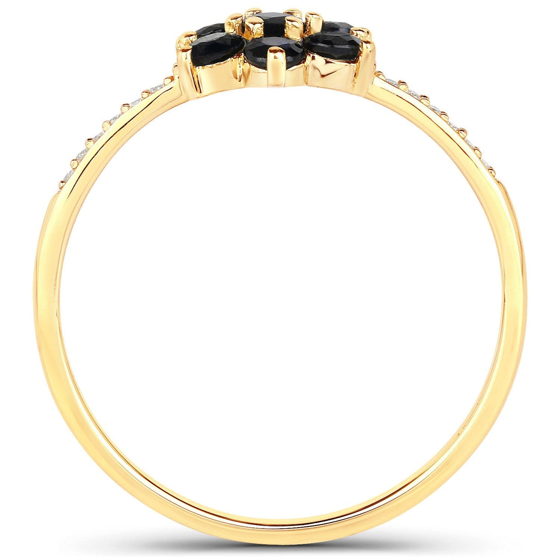0.45 Carat Genuine Blue Sapphire and White Diamond 10K Yellow Gold Ring  DestGlow