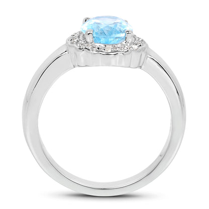 2.58 Carat Genuine Blue Topaz and White Topaz .925 Sterling Silver Ring by Bids.com