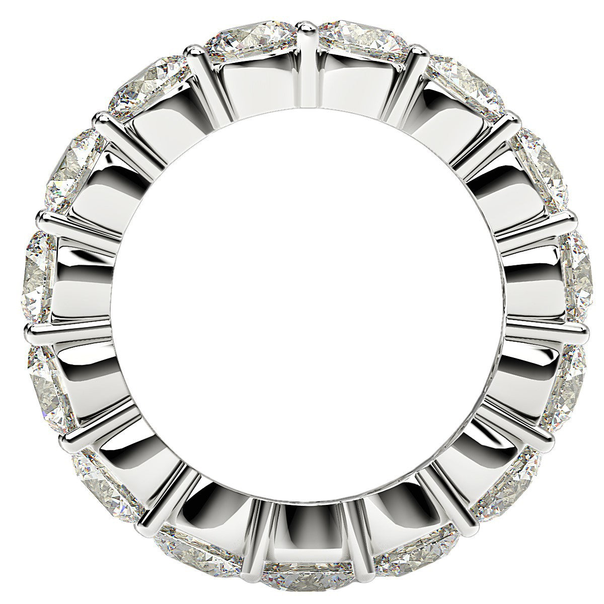 Round Cut Lab Grown Diamond Eternity Ring in 14k White Gold (5 cttw FG/VS2)  DestGlow