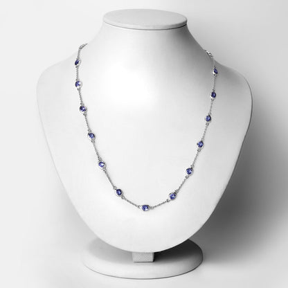 5.94 Carat Genuine Tanzanite .925 Sterling Silver Necklace  DestGlow