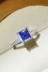 1 Carat Blue Princess-Cut Sparkala™ Platinum Over Pure Sterling Silver Square Ring - DestGlow
