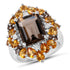 6.72 Carat Genuine Smoky Quartz, Citrine and White Diamond .925 Sterling Silver Ring by Bids.com