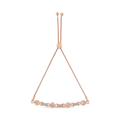14K Yellow Gold Plated .925 Sterling Silver Channel Set Diamond Accent Twist 4â€-10â€ Adjustable Bolo Bracelet (I-J Color, I3 Clarity) by Bids.com