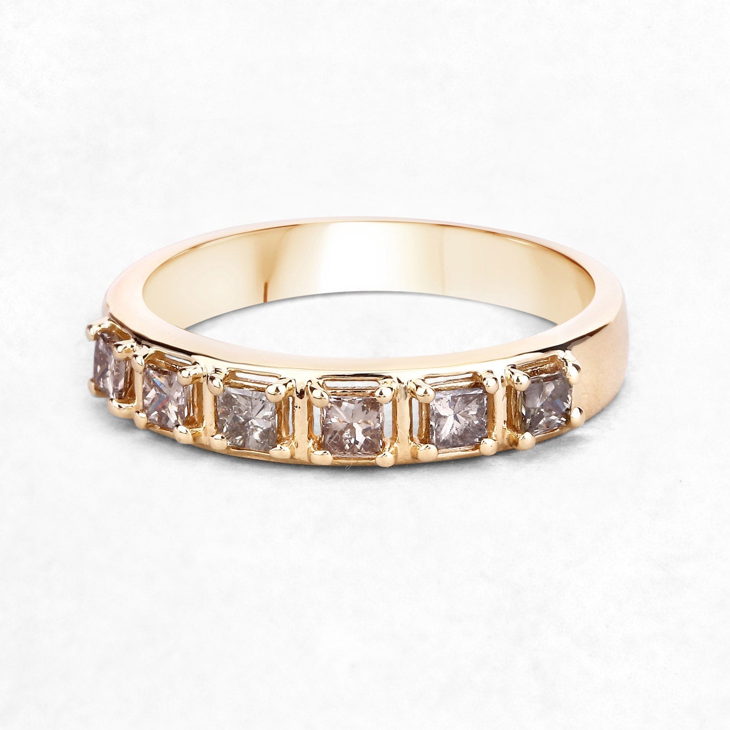 0.49 Carat Genuine Champagne Diamond 14K Yellow Gold Ring (I1-I2)  DestGlow