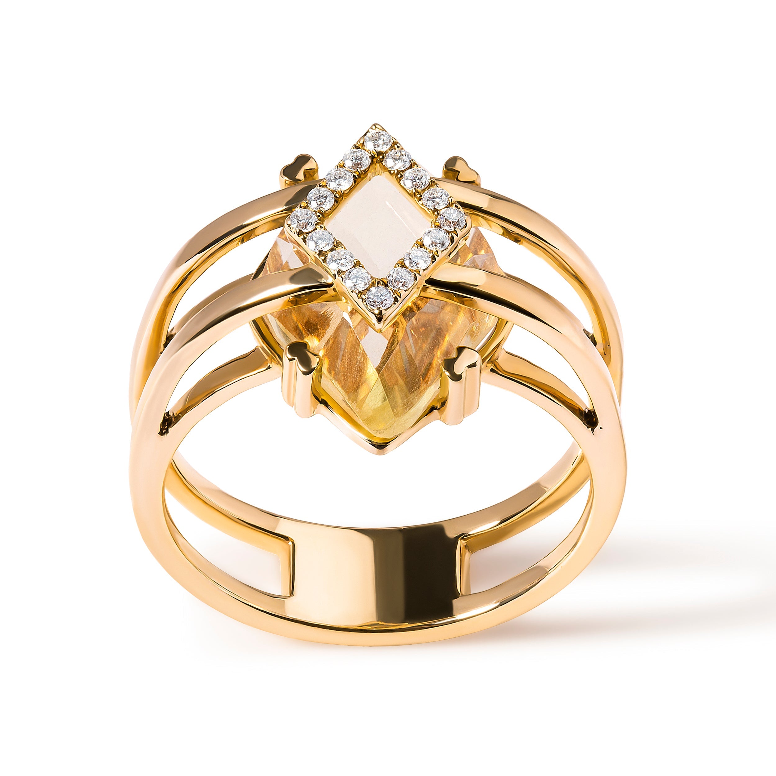 14K Yellow Gold 15x15 MM Marquise Cut Yellow Topaz and Diamond Accent Statement Cocktail Ring (G-H Color, SI1-SI2 Clarity) by Bids.com