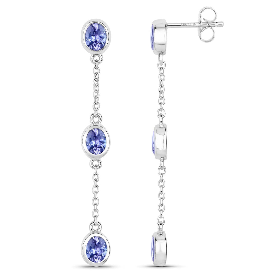 1.98 Carat Genuine Tanzanite .925 Sterling Silver Earrings by Bids.com