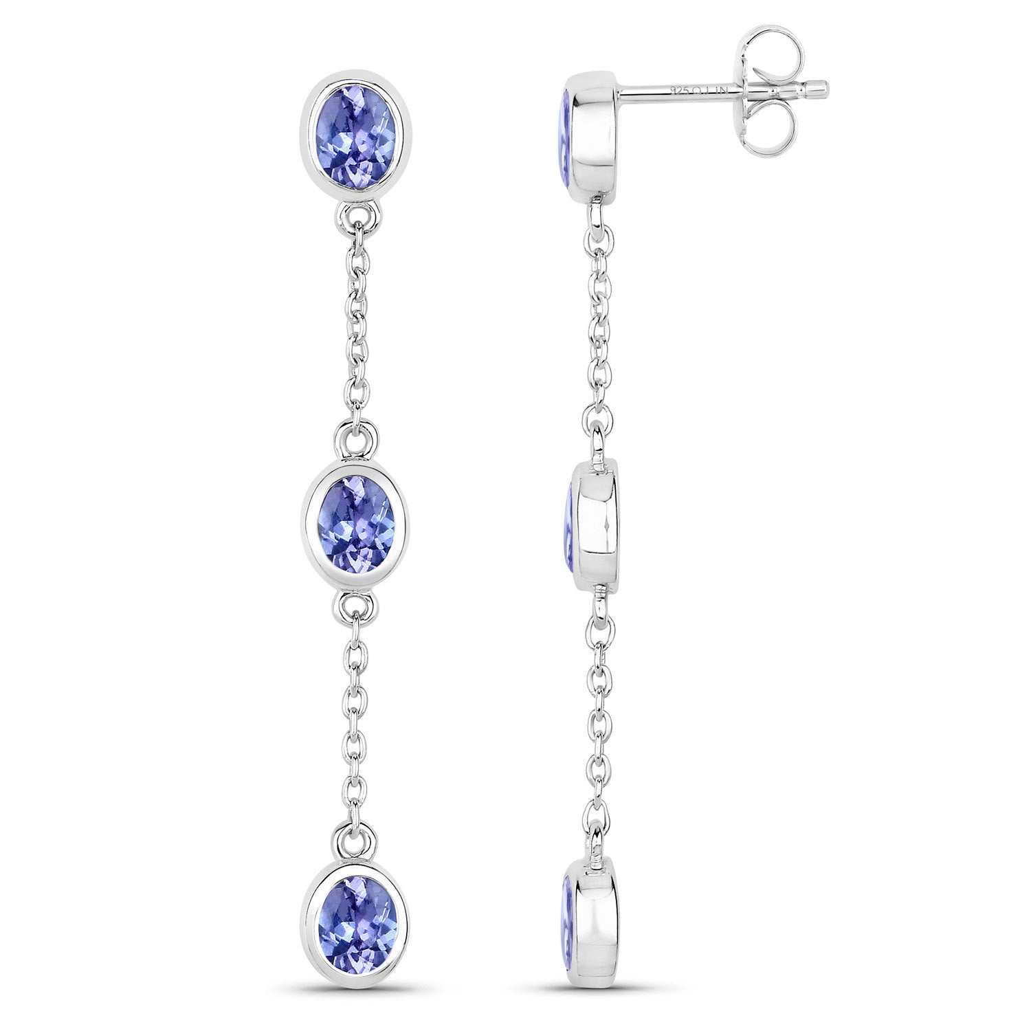 1.98 Carat Genuine Tanzanite .925 Sterling Silver Earrings by Bids.com