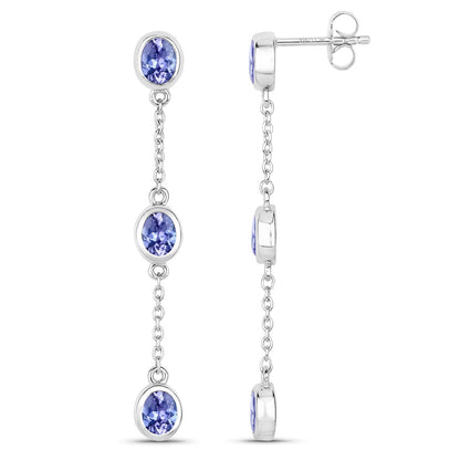 1.98 Carat Genuine Tanzanite .925 Sterling Silver Earrings by Bids.com