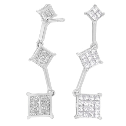 14K White Gold 1 cttw Princess Cut Diamond Earrings (G-H, VS1-VS2) by Bids.com