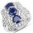 4.85 Carat Genuine Blue Sapphire and White Topaz .925 Sterling Silver Ring by Bids.com