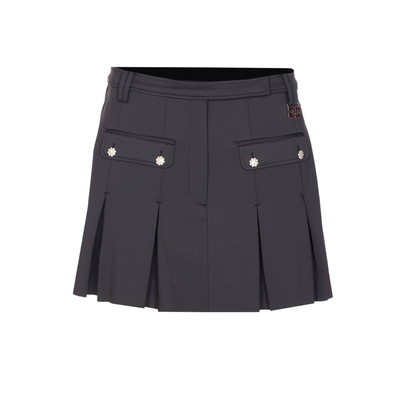 Ganni Women Black Pleated Mini Skirt by Luosophy