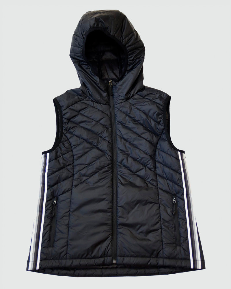 Powerstripe Eco-Friendly Down Hooded Vest by Goal Five