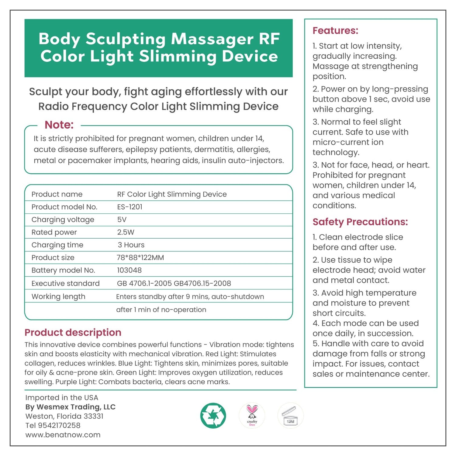 Advanced Body Slimming &amp; Contouring Device - RF, EMS &amp; LED Therapy for Fat Reduction - DestGlow