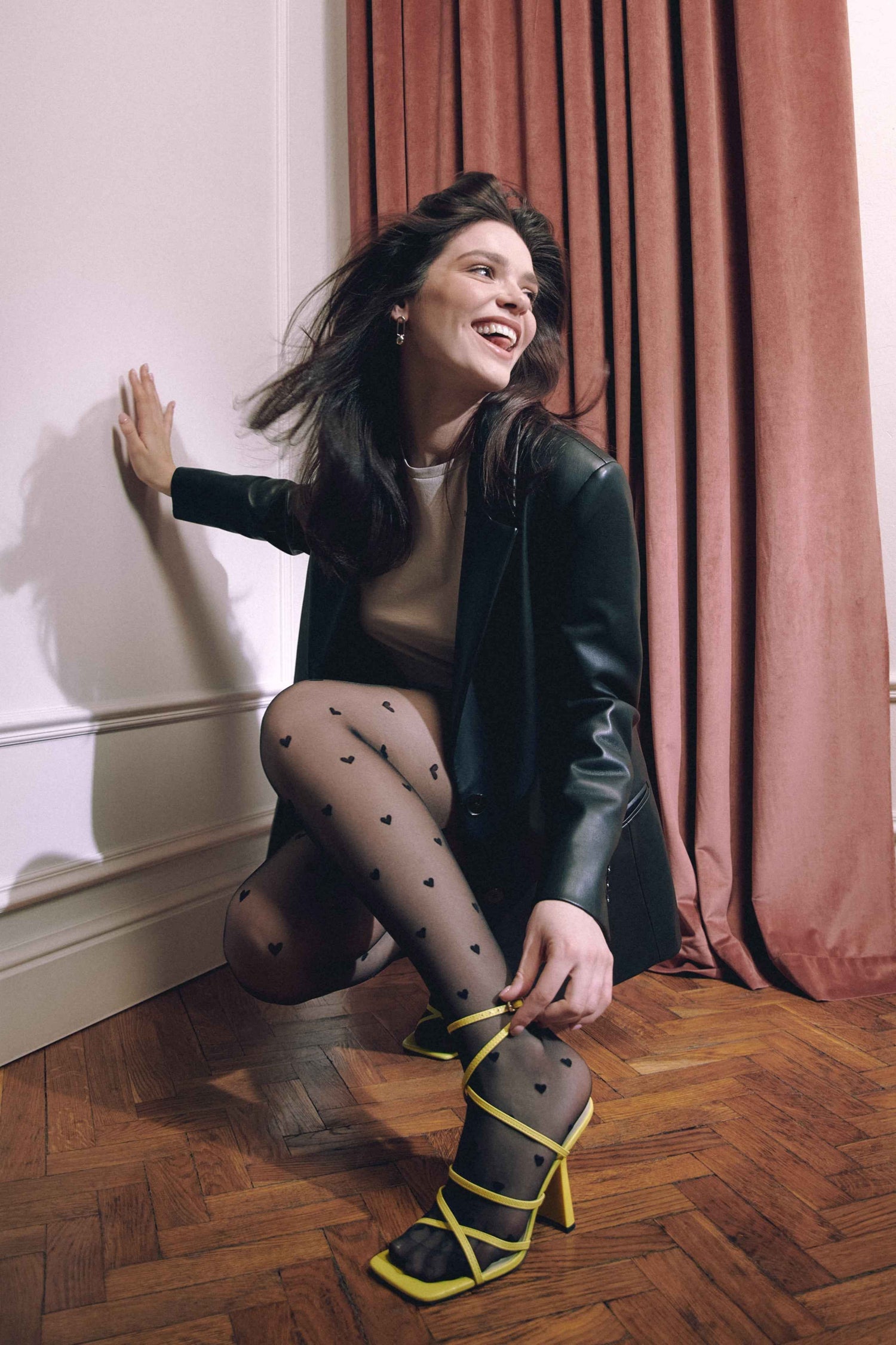 Fantasy Tights Conte Bonheur - Hearts Pattern