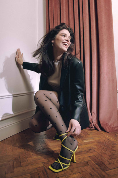 Fantasy Tights Conte Bonheur - Hearts Pattern
