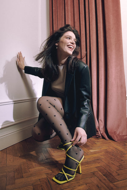 Fantasy Tights Conte Bonheur - Hearts Pattern 