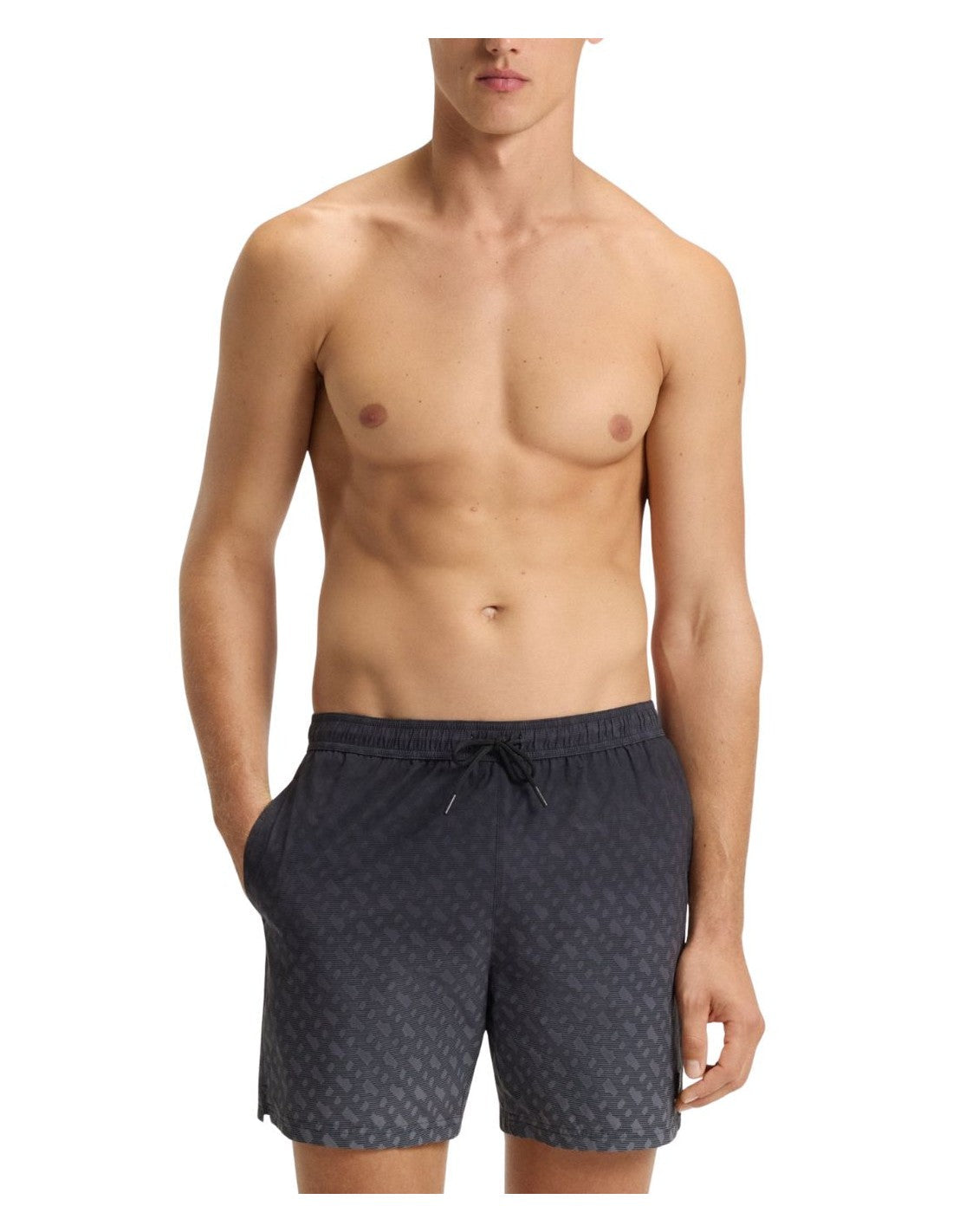 Boss Vale Monogram Print Shorts - Black by Denim Exchange