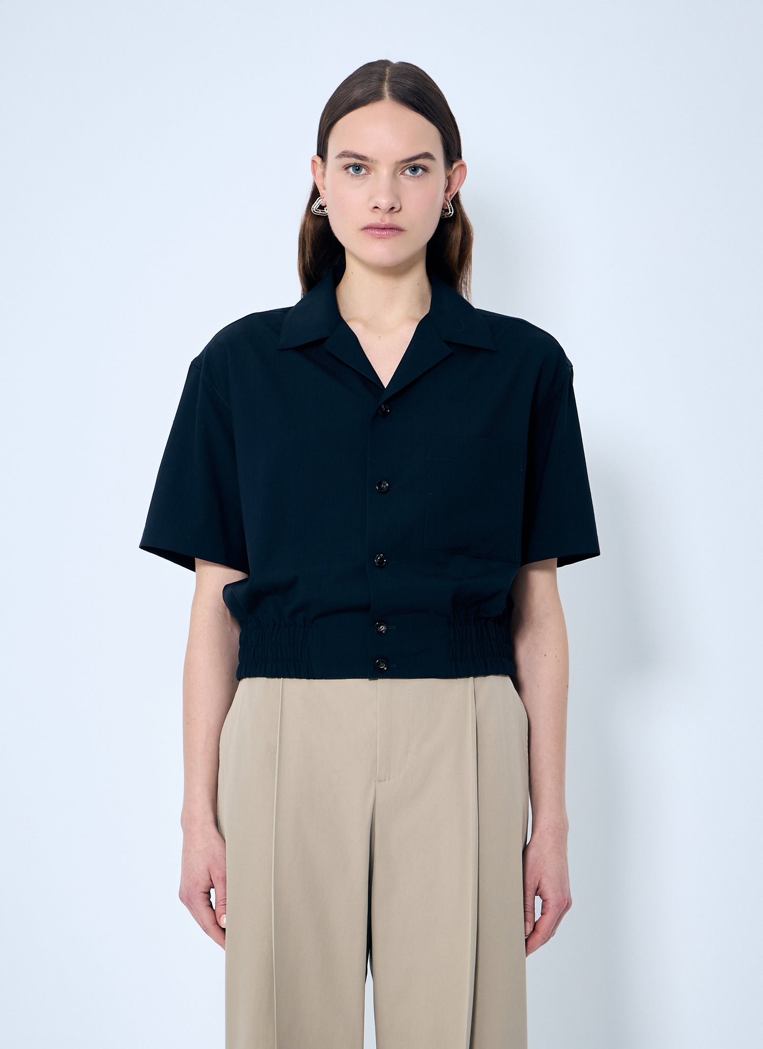 Bottega Veneta Women Wool Camp Collar Shirt by Luosophy