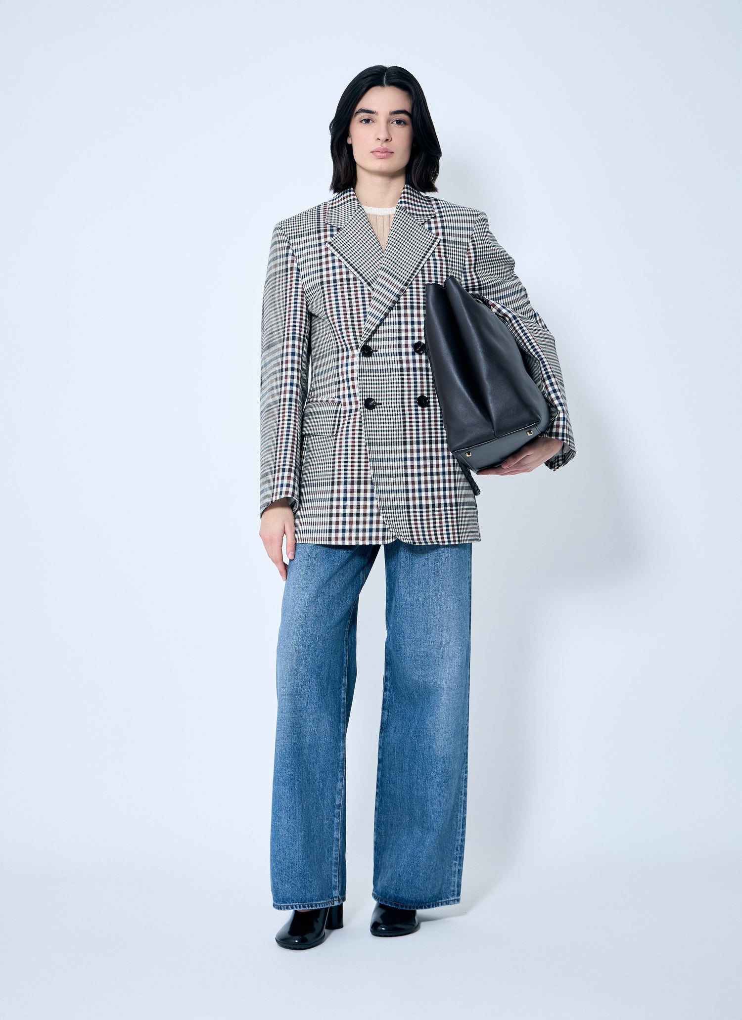 Bottega Veneta Women Structured Check-Cotton Blazer by Luosophy