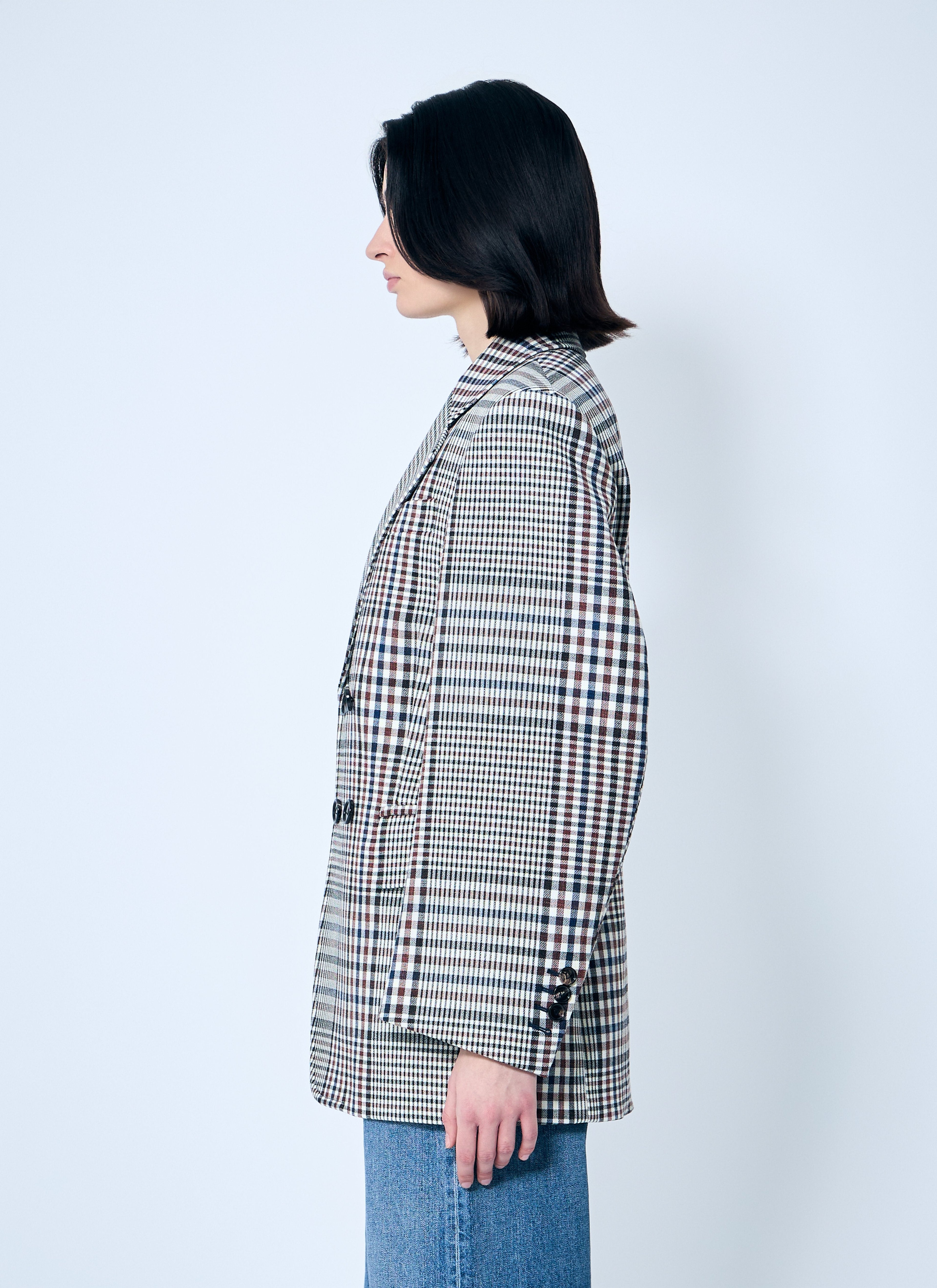 Bottega Veneta Women Structured Check-Cotton Blazer by Luosophy