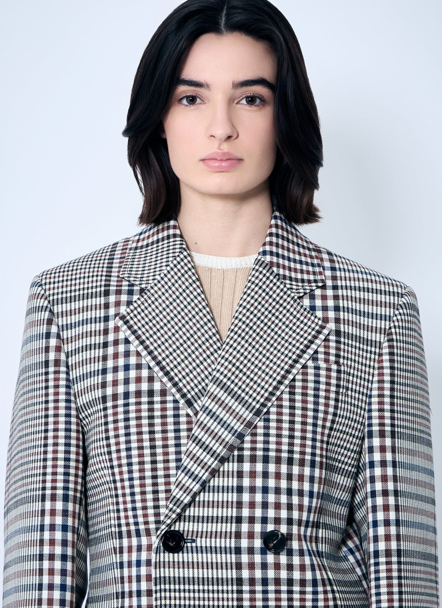 Bottega Veneta Women Structured Check-Cotton Blazer by Luosophy