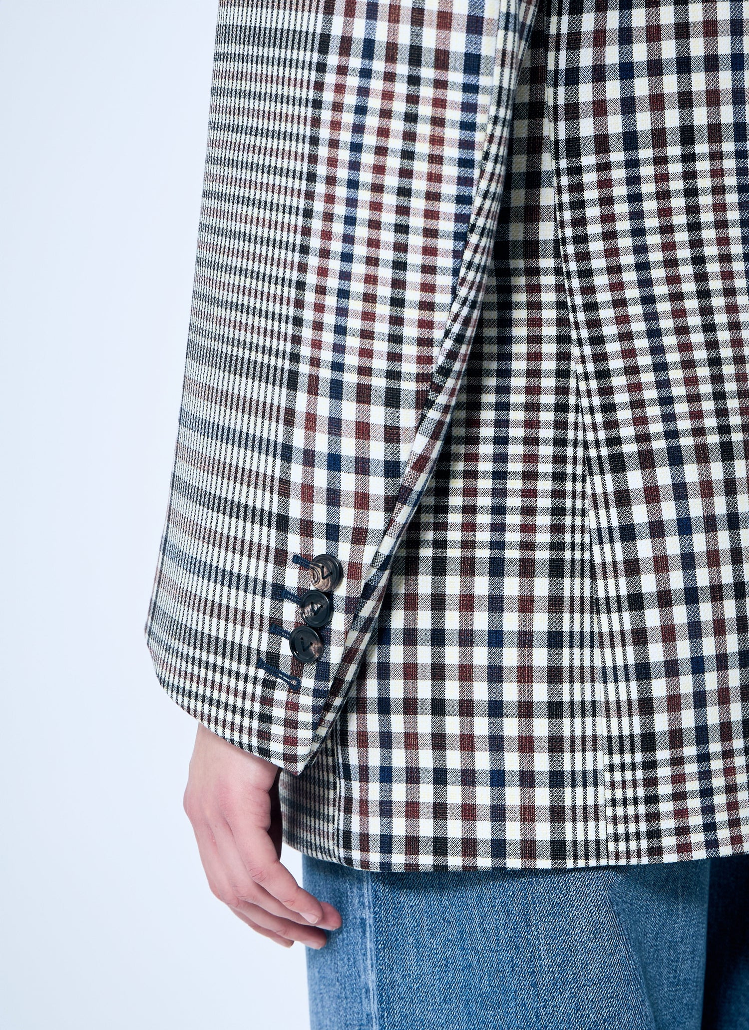 Bottega Veneta Women Structured Check-Cotton Blazer by Luosophy